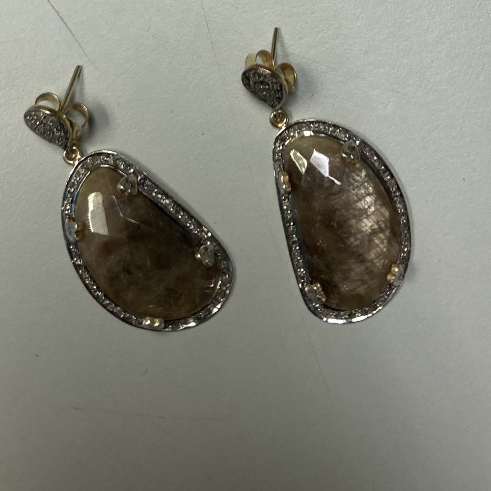 Hand crafted Labradorite & Diamond Earrings